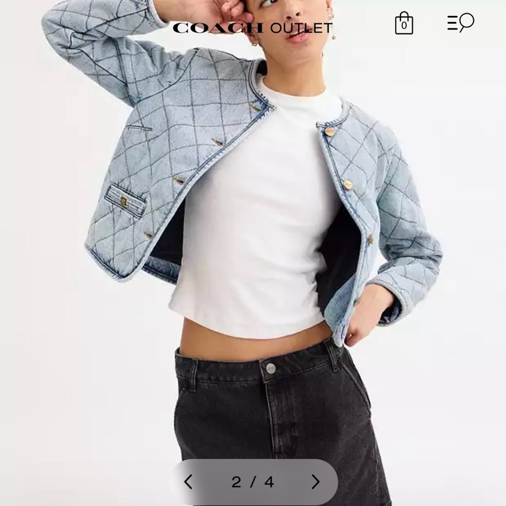 Coach Women's Light Blue Quilted Jean Jacket